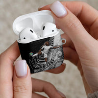 Personalized New Zealand Football AirPods Case Kiwi Mascot with Silver Fern - Maori Tribal Tattoo Art