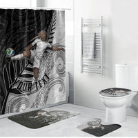 Personalized New Zealand Football Bathroom Set Kiwi Mascot with Silver Fern - Maori Tribal Tattoo Art