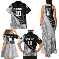 Personalized New Zealand Football Family Matching Tank Maxi Dress and Hawaiian Shirt Kiwi Mascot with Silver Fern - Maori Tribal Tattoo Art
