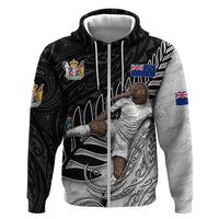 Personalized New Zealand Football Hoodie Kiwi Mascot with Silver Fern - Maori Tribal Tattoo Art