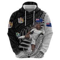 Personalized New Zealand Football Hoodie Kiwi Mascot with Silver Fern - Maori Tribal Tattoo Art