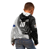 Personalized New Zealand Football Kid Hoodie Kiwi Mascot with Silver Fern - Maori Tribal Tattoo Art