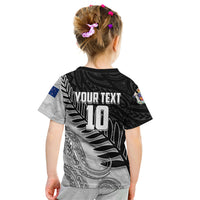 Personalized New Zealand Football Kid T Shirt Kiwi Mascot with Silver Fern - Maori Tribal Tattoo Art