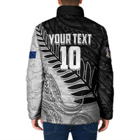 Personalized New Zealand Football Padded Jacket Kiwi Mascot with Silver Fern - Maori Tribal Tattoo Art