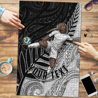 Personalized New Zealand Football Puzzle Kiwi Mascot with Silver Fern - Maori Tribal Tattoo Art