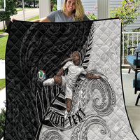 Personalized New Zealand Football Quilt Kiwi Mascot with Silver Fern - Maori Tribal Tattoo Art