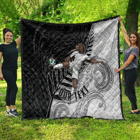 Personalized New Zealand Football Quilt Kiwi Mascot with Silver Fern - Maori Tribal Tattoo Art