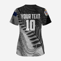 Personalized New Zealand Football Scrub Top Kiwi Mascot with Silver Fern - Maori Tribal Tattoo Art