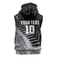 Personalized New Zealand Football Sleeveless Zip Hoodie Kiwi Mascot with Silver Fern - Maori Tribal Tattoo Art TS04 - Polynesian Pride