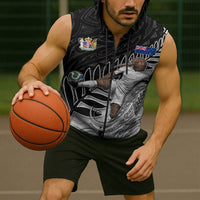 Personalized New Zealand Football Sleeveless Zip Hoodie Kiwi Mascot with Silver Fern - Maori Tribal Tattoo Art TS04 - Polynesian Pride