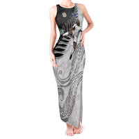 Personalized New Zealand Football Tank Maxi Dress Kiwi Mascot with Silver Fern - Maori Tribal Tattoo Art