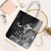 Personalized New Zealand Football Tote Bag Kiwi Mascot with Silver Fern - Maori Tribal Tattoo Art TS04 White Strap One Size Black White - Polynesian Pride