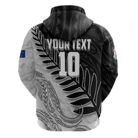 Personalized New Zealand Football Zip Hoodie Kiwi Mascot with Silver Fern - Maori Tribal Tattoo Art