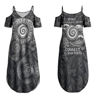 Hawaiian Piko Couples Matching Summer Maxi Dress and Long Sleeve Button Shirt Cultural Anchor Connect Your Roots Ocean Waves TS04 - Polynesian Pride