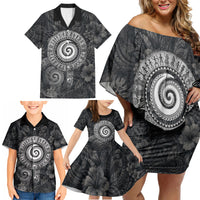 Hawaiian Piko Family Matching Off Shoulder Short Dress and Hawaiian Shirt Cultural Anchor Connect Your Roots Ocean Waves TS04 - Polynesian Pride