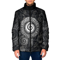 Hawaiian Piko Padded Jacket Cultural Anchor Connect Your Roots Ocean Waves TS04 Men Black Grey - Polynesian Pride