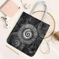 Hawaiian Piko Tote Bag Cultural Anchor Connect Your Roots Ocean Waves TS04 White Strap One Size Black Grey - Polynesian Pride
