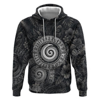 Hawaiian Piko Zip Hoodie Cultural Anchor Connect Your Roots Ocean Waves TS04 Pullover Hoodie Black Grey - Polynesian Pride