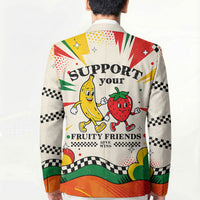 Support Your Fruity Friends Love Wins Gay Pride Blazer LGBTQ Retro 30s Cartoon Checkered