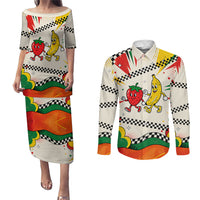 Support Your Fruity Friends Love Wins Gay Pride Couples Matching Puletasi and Long Sleeve Button Shirt LGBTQ Retro 30s Cartoon Checkered