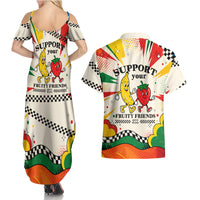 Support Your Fruity Friends Love Wins Gay Pride Couples Matching Summer Maxi Dress and Hawaiian Shirt LGBTQ Retro 30s Cartoon Checkered