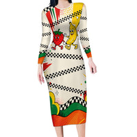 Support Your Fruity Friends Love Wins Gay Pride Family Matching Long Sleeve Bodycon Dress and Hawaiian Shirt LGBTQ Retro 30s Cartoon Checkered