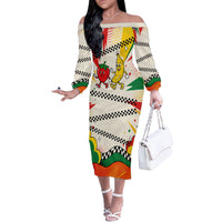 Support Your Fruity Friends Love Wins Gay Pride Off The Shoulder Long Sleeve Dress LGBTQ Retro 30s Cartoon Checkered