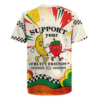 Support Your Fruity Friends Love Wins Gay Pride Rugby Jersey LGBTQ Retro 30s Cartoon Checkered
