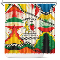 Support Your Fruity Friends Love Wins Gay Pride Shower Curtain LGBTQ Retro 30s Cartoon Checkered