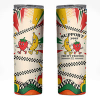 Support Your Fruity Friends Love Wins Gay Pride Skinny Tumbler LGBTQ Retro 30s Cartoon Checkered