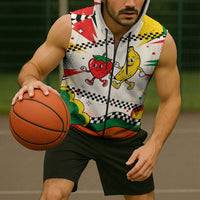 Support Your Fruity Friends Love Wins Gay Pride Sleeveless Zip Hoodie LGBTQ Retro 30s Cartoon Checkered
