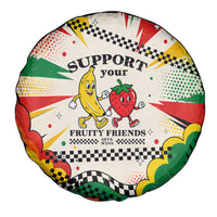 Support Your Fruity Friends Love Wins Gay Pride Spare Tire Cover LGBTQ Retro 30s Cartoon Checkered