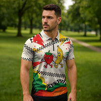 Support Your Fruity Friends Love Wins Gay Pride Zipper Polo Shirt LGBTQ Retro 30s Cartoon Checkered