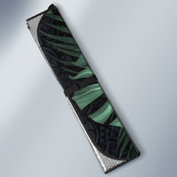 Federated States Of Micronesia Auto Sun Shade FSM Tropical Monstera Leaf Dark Tribal Pattern TS04 - Polynesian Pride