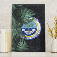 Federated States Of Micronesia Canvas Wall Art FSM Tropical Monstera Leaf Dark Tribal Pattern TS04 Without Frame Black Green - Polynesian Pride