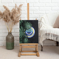 Federated States Of Micronesia Canvas Wall Art FSM Tropical Monstera Leaf Dark Tribal Pattern TS04 - Polynesian Pride