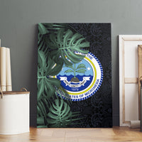 Federated States Of Micronesia Canvas Wall Art FSM Tropical Monstera Leaf Dark Tribal Pattern TS04 - Polynesian Pride