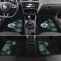 Federated States Of Micronesia Car Mats FSM Tropical Monstera Leaf Dark Tribal Pattern TS04 Set 4pcs Black Green - Polynesian Pride