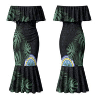 Federated States Of Micronesia Couples Matching Mermaid Dress and Hawaiian Shirt FSM Tropical Monstera Leaf Dark Tribal Pattern TS04 - Polynesian Pride