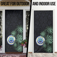 Federated States Of Micronesia Door Cover FSM Tropical Monstera Leaf Dark Tribal Pattern TS04 - Polynesian Pride