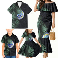 Federated States Of Micronesia Family Matching Mermaid Dress and Hawaiian Shirt FSM Tropical Monstera Leaf Dark Tribal Pattern TS04 - Polynesian Pride