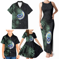 Federated States Of Micronesia Family Matching Tank Maxi Dress and Hawaiian Shirt FSM Tropical Monstera Leaf Dark Tribal Pattern TS04 - Polynesian Pride