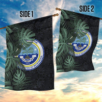 Federated States Of Micronesia Garden Flag FSM Tropical Monstera Leaf Dark Tribal Pattern TS04 - Polynesian Pride