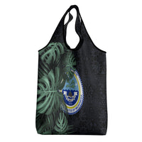 Federated States Of Micronesia Grocery Bag FSM Tropical Monstera Leaf Dark Tribal Pattern TS04 - Polynesian Pride