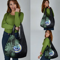 Federated States Of Micronesia Grocery Bag FSM Tropical Monstera Leaf Dark Tribal Pattern TS04 - Polynesian Pride