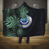 Federated States Of Micronesia Hooded Blanket FSM Tropical Monstera Leaf Dark Tribal Pattern TS04 - Polynesian Pride