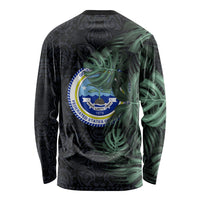 Federated States Of Micronesia Long Sleeve Shirt FSM Tropical Monstera Leaf Dark Tribal Pattern TS04 - Polynesian Pride