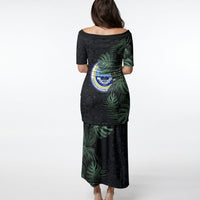 Federated States Of Micronesia Puletasi FSM Tropical Monstera Leaf Dark Tribal Pattern TS04 - Polynesian Pride
