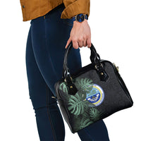 Federated States Of Micronesia Shoulder Handbag FSM Tropical Monstera Leaf Dark Tribal Pattern TS04 - Polynesian Pride
