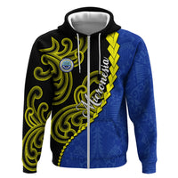 Federated States Of Micronesia FSM Hoodie Pacific Islander Tribal Swirl Geometric Pattern TS04 Zip Hoodie Black Blue - Polynesian Pride